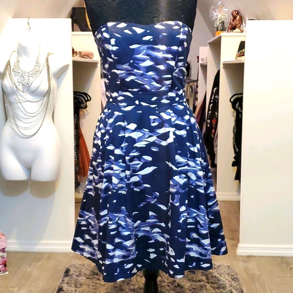 H&M Pleated Strapless A-Line Dress